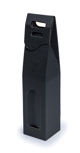 Pudełko karbowane czarne na wino 85x85x395mm