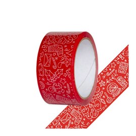 Taśma pakowa świąteczna czerwona, Wzorki 48mm/54m