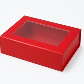 Pudełko Magnetyczne Czerwone z okienkiem 200x150x55mm (zew) F1