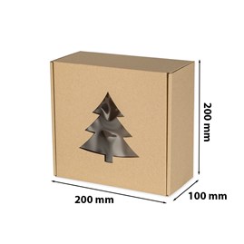 Pudełko z okienkiem choinka 200x200x100mm świąteczne
