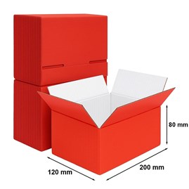 Pakiet 100 czerwonych kartonów klapowych 200x120x80 mm – opakowania wysyłkowe i prezentowe