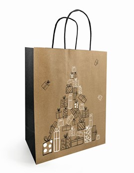 Torba świąteczna z papieru KRAFT 180x80x220mm PREZENTY