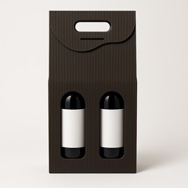 Pudełko karbowane czarne na 2 wina 180x80x395mm