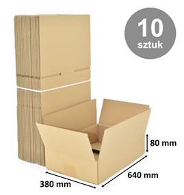 Kartony Klapowe 640x380x80mm (zewn.) Paczkomaty A, 10 sztuk
