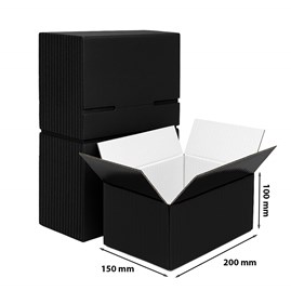 Karton Klapowy 200x150x100mm Czarny 50 sztuk - Ozdobne Pudełka