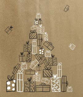 Torba świąteczna z papieru KRAFT 180x80x220mm PREZENTY