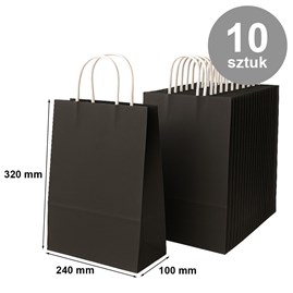 Pakiet - Torba papierowa na prezent 240x100x320 / CZARNA 10 szt