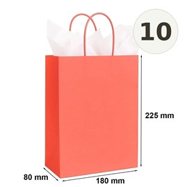 torebka papierowa jasna czerwona 180x80x225 mm 10 sztuk