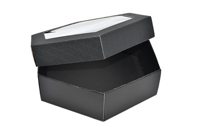 Pudełko karbowane czarne 240x240x90mm z oknem