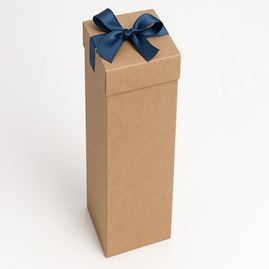 Pudełko K-867 EKO brąz na wino kokarda Niebieska