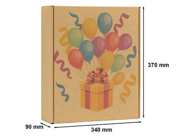 karton urodzinowy, pudełko prezentowe kraft, opakowanie urodzinowe, karton fasonowy nadruk, pudełko kolorowe na prezent