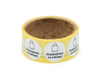 Naklejki okrągłe Białe Dziękujemy za zakupy -torba