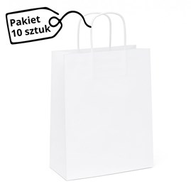 Pakiet - Torba papierowa na prezent 240x100x320 / BIAŁA 10szt