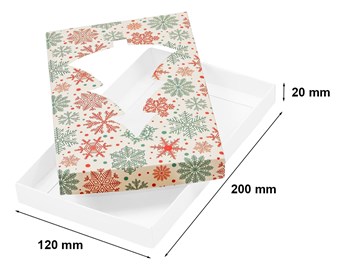 Pudełko ozdobne z oknem choin/śnieżki 200x120x20mm