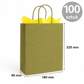 Torba papierowa kraft khaki 180×80×225 mm 100 sztuk