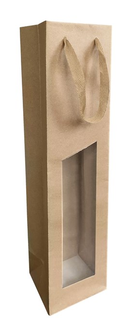 Torba Z OKNEM na butelkę 95x91x385mm KRAFT