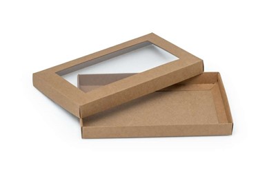 Pudełko ozdobne płaskie kraft 200x120x20mm z oknem