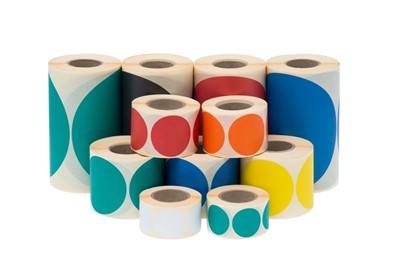 Etykiety samoprzylepne okrągłe pomarańczowe na rolce