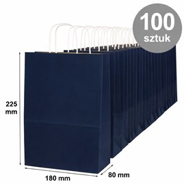 torba papierowa granatowa 180x80x225 mm 100 sztuk