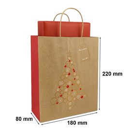 Torba upominkowa świąteczna KRAFT 180x80x220mm CHOINKA