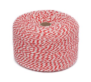 Szpula biało-czerwonego sznurka bawełnianego