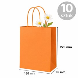 Torba papierowa kraft pomarańczowa 180×80×225 mm 10 sztuk