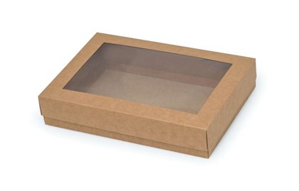Pudełko ozdobne płaskie kraft 260x180x50mm z oknem