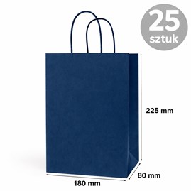 Torba papierowa kraft granatowa 180×80×225 mm 25 sztuk