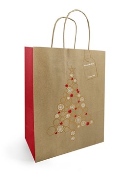 Torba świąteczna ozdobna KRAFT 260x120x320mm CHOINKA