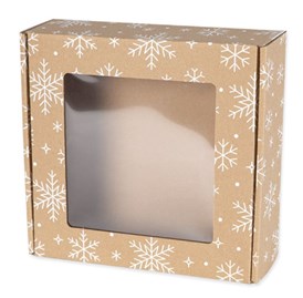 Pudełko ozdobne z okienkiem śnieżynki 200x200x50mm