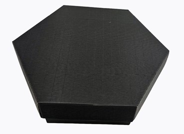 Pudełko karbowane czarne 6-kątne 380x380x90mm