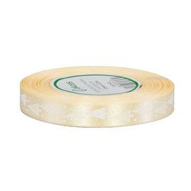 Wstążka świąteczna kremowa z choinkami 25 mm x 22 m