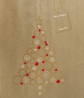 Torba świąteczna ozdobna KRAFT 260x120x320mm CHOINKA