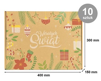 karton świąteczny, pudełko fasonowe, karton Wesołych Świąt, pakiet 10 sztuk, karton prezentowy