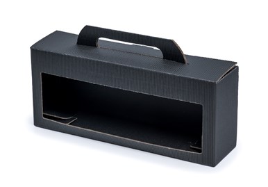 Czarny karton na 4 słoiki miodu karbowany 305x72x123mm z okienkiem