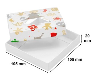 Pudełko świąteczne z oknem-choinką i nadrukiem 105x105x20mm
