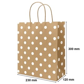 Torba KRAFT BIAŁE KROPKI 230x120x300