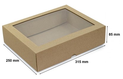 Pudełko karbowane wieczkowe 315x250x85mm z oknem
