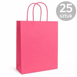 Torba papierowa różowa 180×80×225 mm z uchwytem 25 sztuk