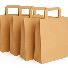 Torba papierowa z uchwytem płaskim 180x80x220 / Brązowa / - 250 sztuk