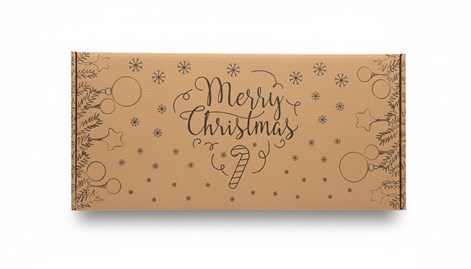 Kraftowy karton fasonowy z napisem Merry Christmas, eleganckie pudełko świąteczne.