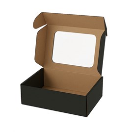 Czarne pudełko z okienkiem 150x150x50 mm