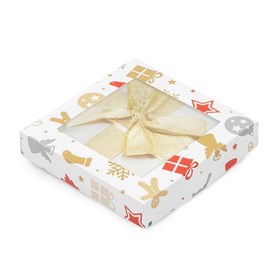 Pudełko świąteczne z oknem prezenty 105x105x20mm