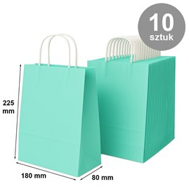 Pakiet - Torba papierowa na prezent 180x80x225 PASTELOWA ZIEL. 10 szt