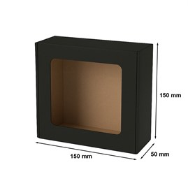 Czarne pudełko z okienkiem 150x150x50 mm