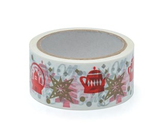 Taśma Świąteczna "Merry Christmas" Złoto-Czerwona 45mm/50m