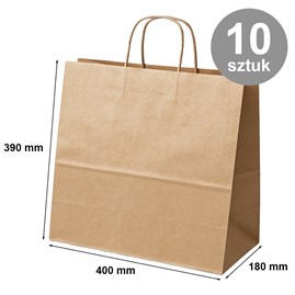 Pakiet - Torba 400x180x390 BRĄZOWA GŁADKA 10 szt