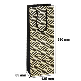 Torebka czarno-złota na butelkę wina 125x85x360mm K-421 SCZ