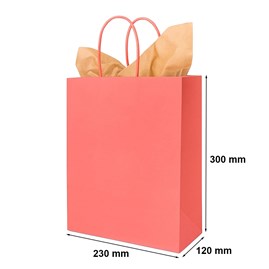 Jasnoczerwona torebka papierowa 230x120x300 mm z uchwytem skręcanym – intensywna i stylowa