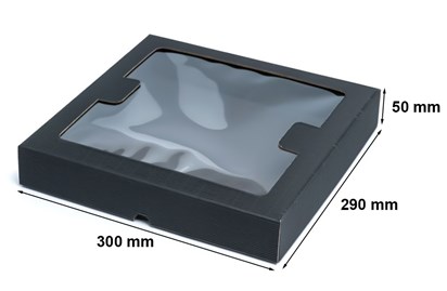 Pudełko ozdobne karbowane czarne 290x300x50mm z oknem